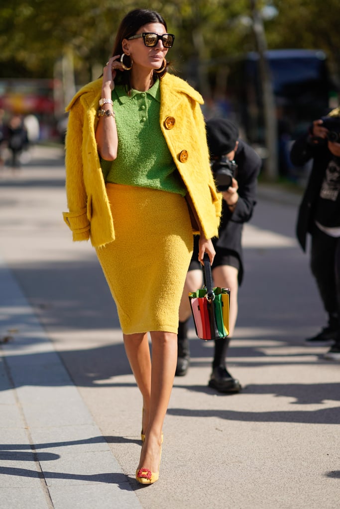 Wear a Mustard Yellow Skirt Suit