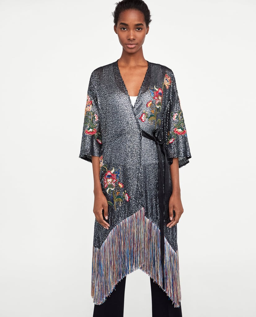 Zara Embroidered Sequin Dress | Michelle Obama White Rachel Comey Wrap ...