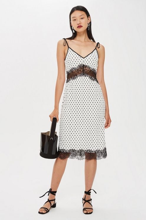 Topshop Spot Plisse Slip Dress