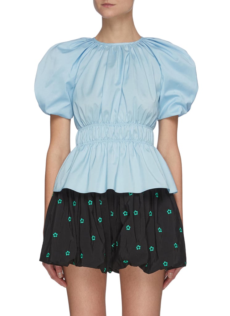 Ming Ma Balloon Sleeve Gather Waist Blouse