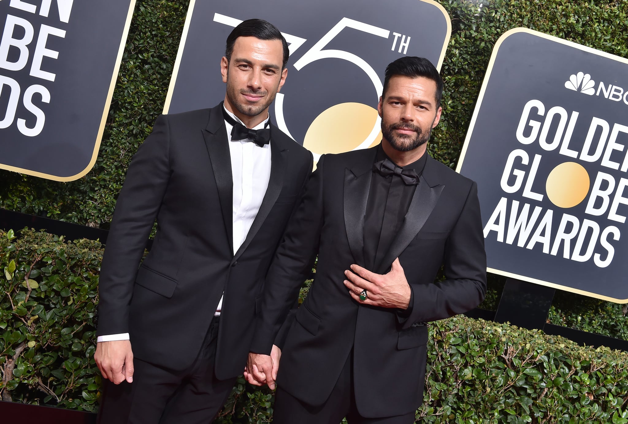 BEVERLY HILLS, CA - JANUARY 07:  Singer Ricky Martin (R) and Jwan Yosef attend the 75th Annual Golden Globe Awards at The Beverly Hilton Hotel on January 7, 2018 in Beverly Hills, California.  (Photo by Axelle/Bauer-Griffin/FilmMagic)