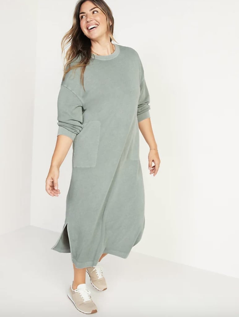 For a Cosy Sweatshirt Dress: Old Navy Long-Sleeve Midi Sweatshirt Shift Dress