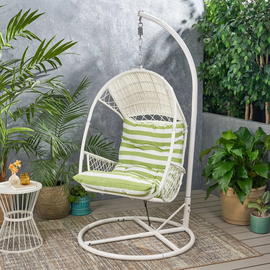 A Wicker Hanging Chair: Christopher Knight Home Malia Outdoor Wicker Hanging Chair With Stand