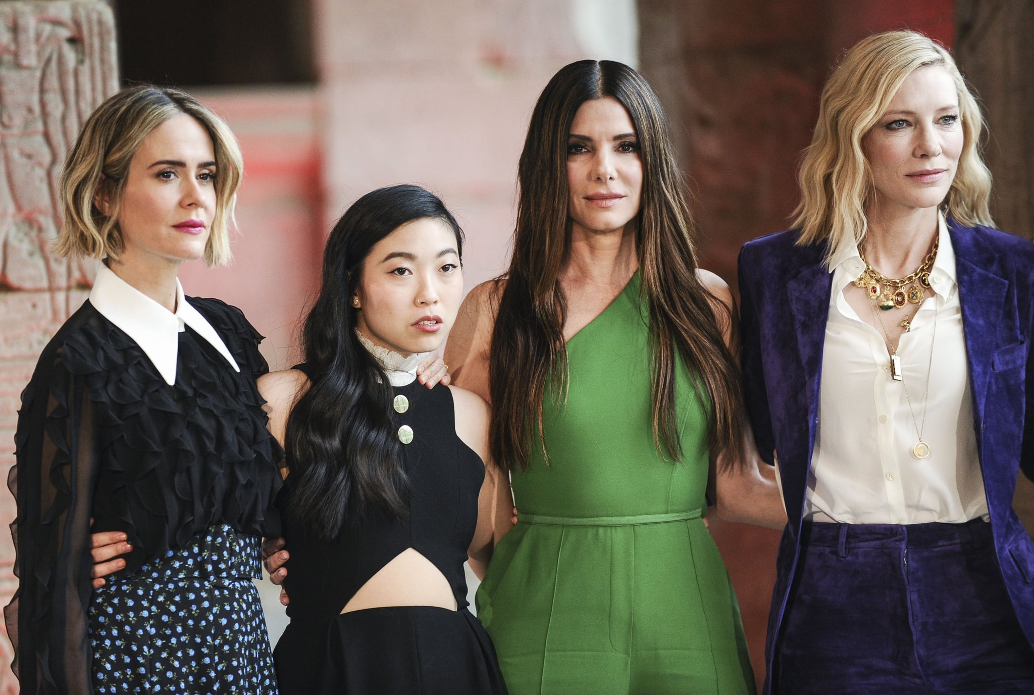 NEW YORK, NY - MAY 22:  (L-R) Sarah Paulson, Awkwafina, Sandra Bullock and Cate Blanchett attend the 'Ocean's 8' worldwide photo call at The Metropolitan Museum of Art on May 22, 2018 in New York City.  (Photo by Daniel Zuchnik/FilmMagic)