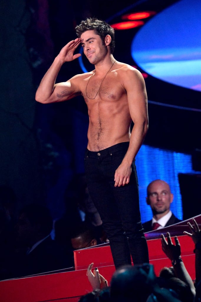 Zac Efron Shirtless at the MTV Movie Awards 2014