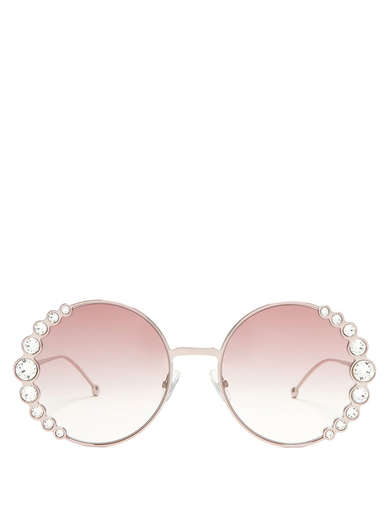 Fendi Crystal-Embellished Round-Frame Sunglasses