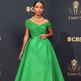 Yara Shahidi Wears the Most Sophisticated, Off-the-Shoulder Dress – Albeit in Electric Green