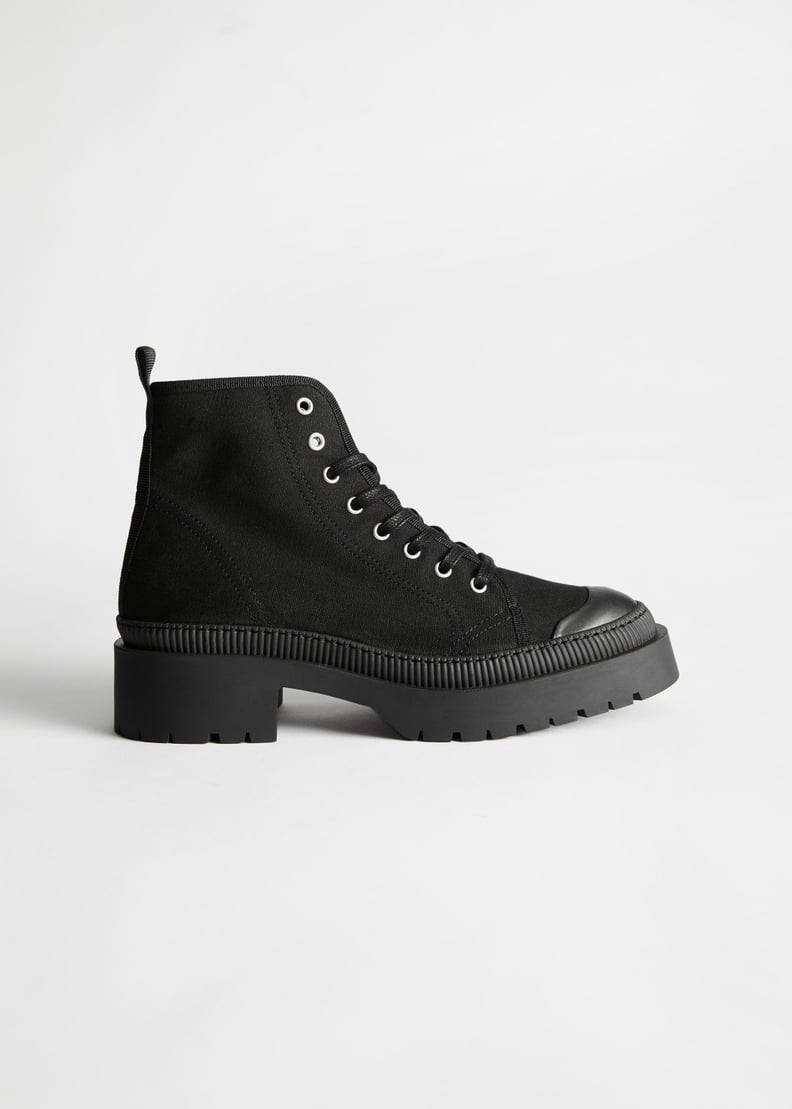 & Other Stories Vegan Chunky Canvas Lace Up Boots