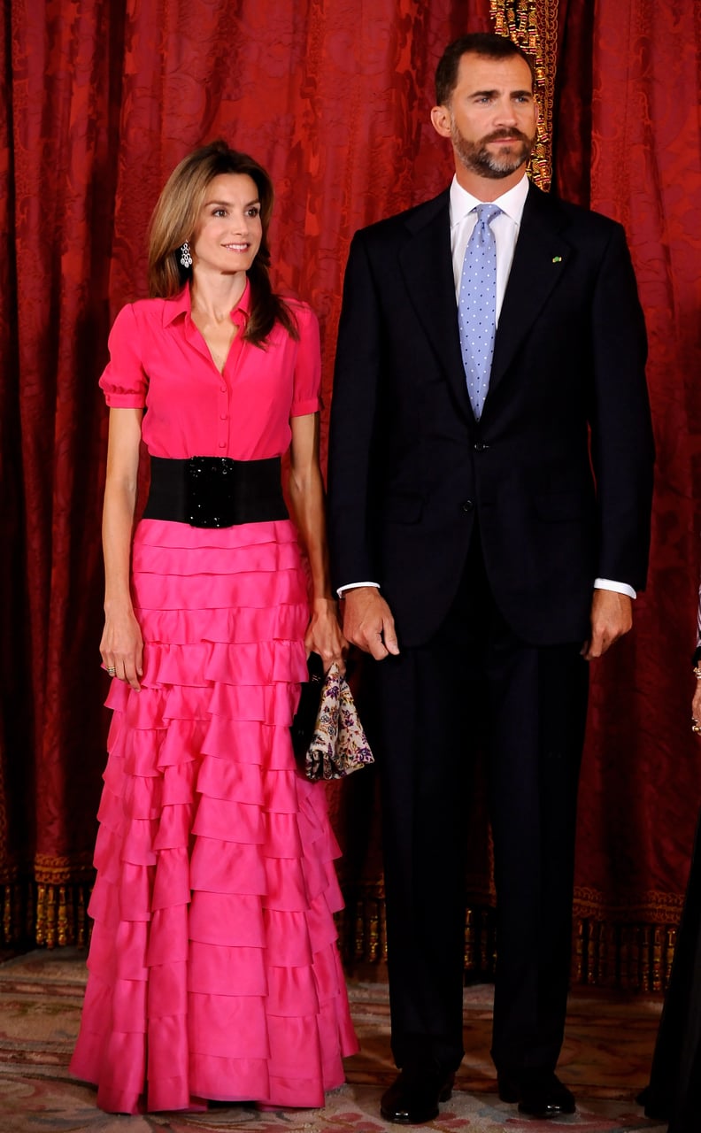 A Fuchsia Shirt Gown With a Tiered Skirt