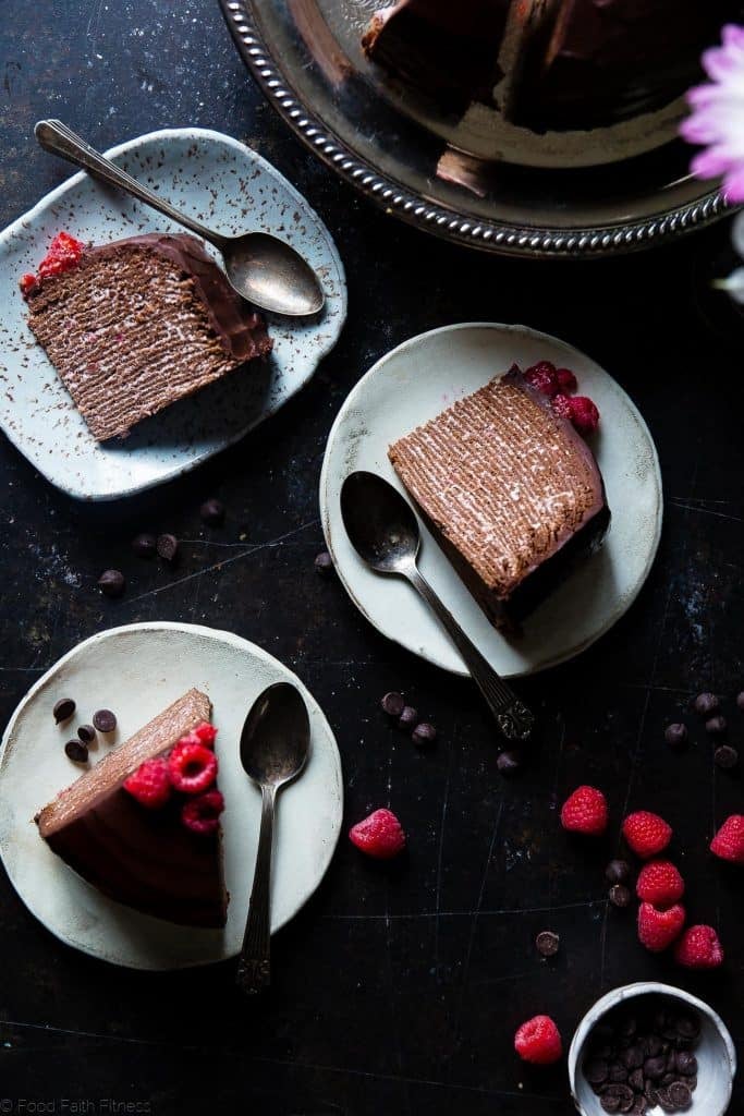 Chocolate Vegan Crepe Cake With Raspberries