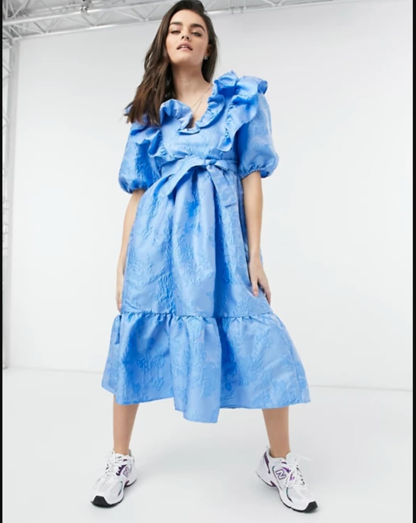 Dream Sister Jane Blue Floral Jacquard Midi Dress