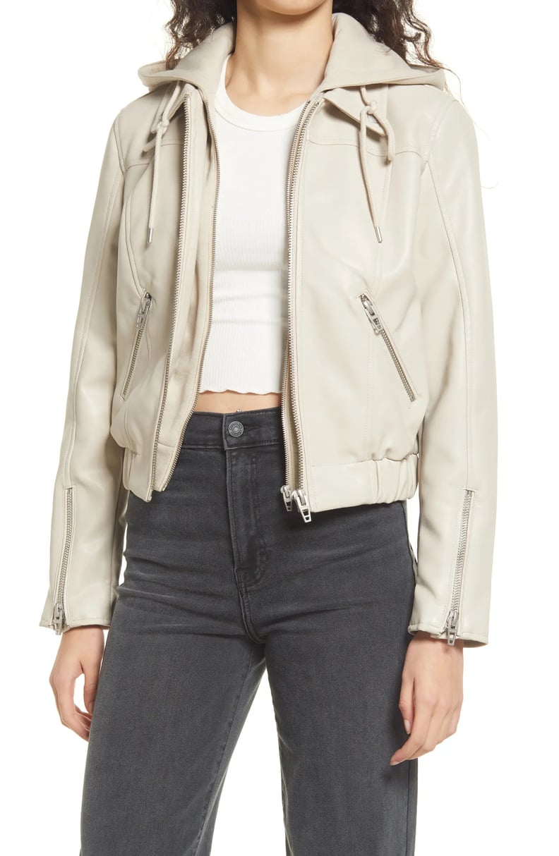 A Bomber Jacket: BlankNYC Faux Leather Bomber Jacket