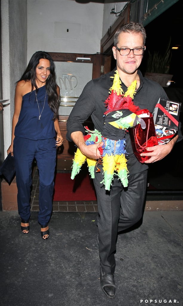 Matt Damon With a Pinata on His Birthday 2014
