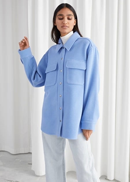 Oversized wool hot sale shirt jacket