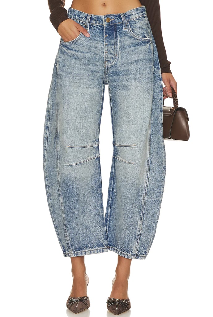 x We The Free Good Luck Mid Rise Barrel Jeans ($98)
The oversize jeans trend is there to stay, and festival season is proof. Style these barrel jeans with a bralette or crop top. The key is to go fitted and abbreviated on top to balance out proportions.