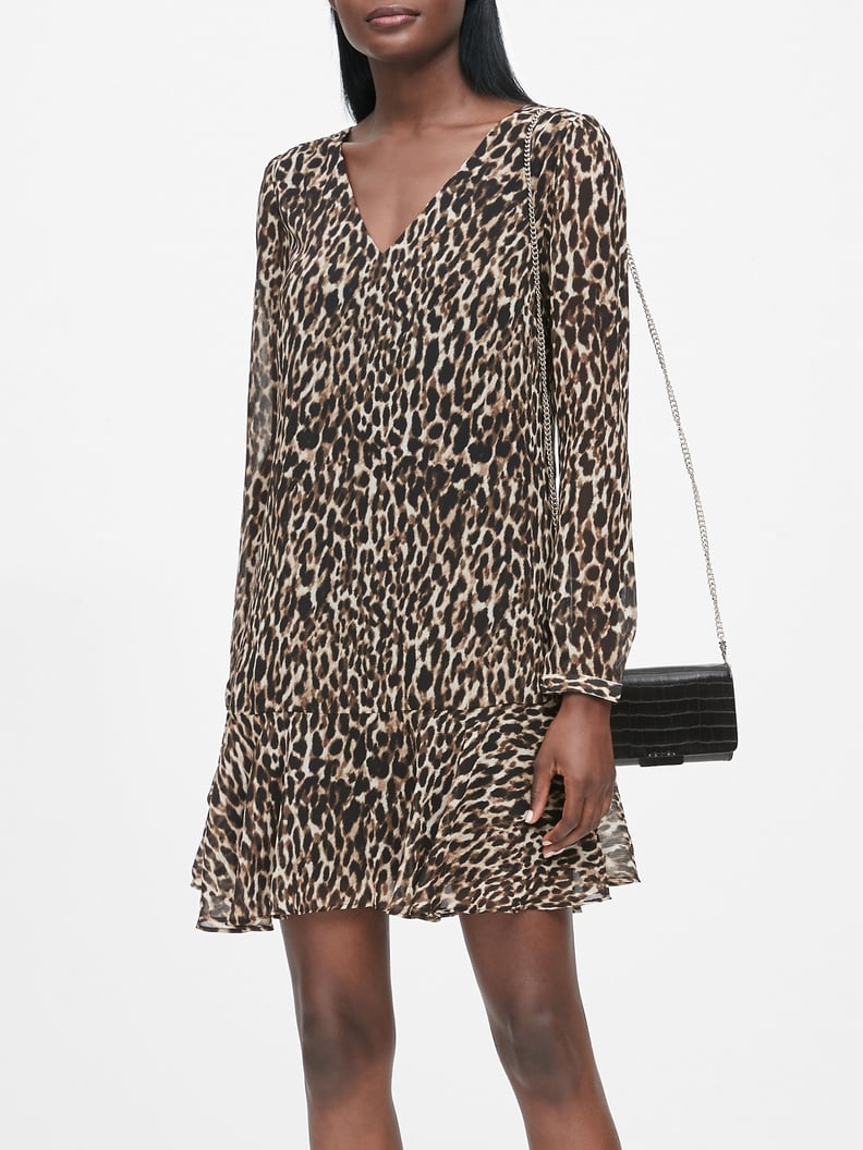 Leopard Flounce-Hem Dress