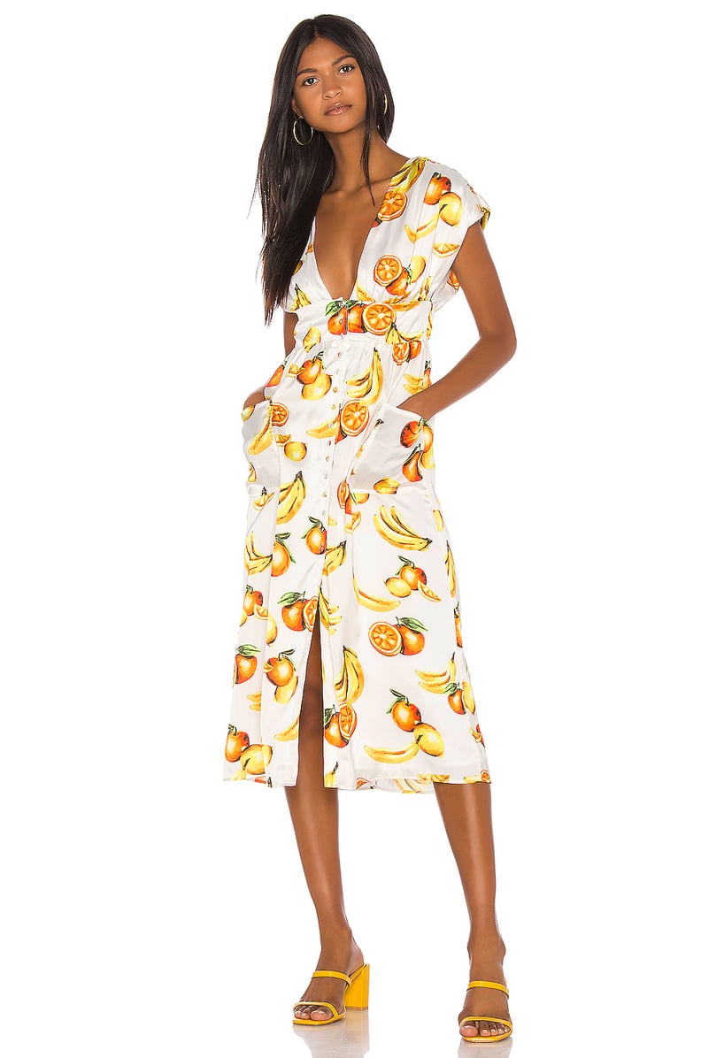 Song of Style Sia Midi Dress in White Fruit from Revolve.com