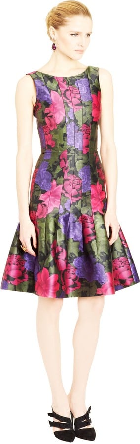 Oscar de la Renta Floral Bouquet Print Scuba Satin Dress ($2,490)