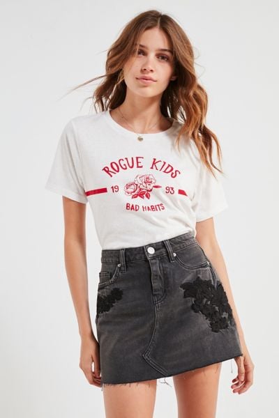 BDG Embroidered Denim Mini Skirt
