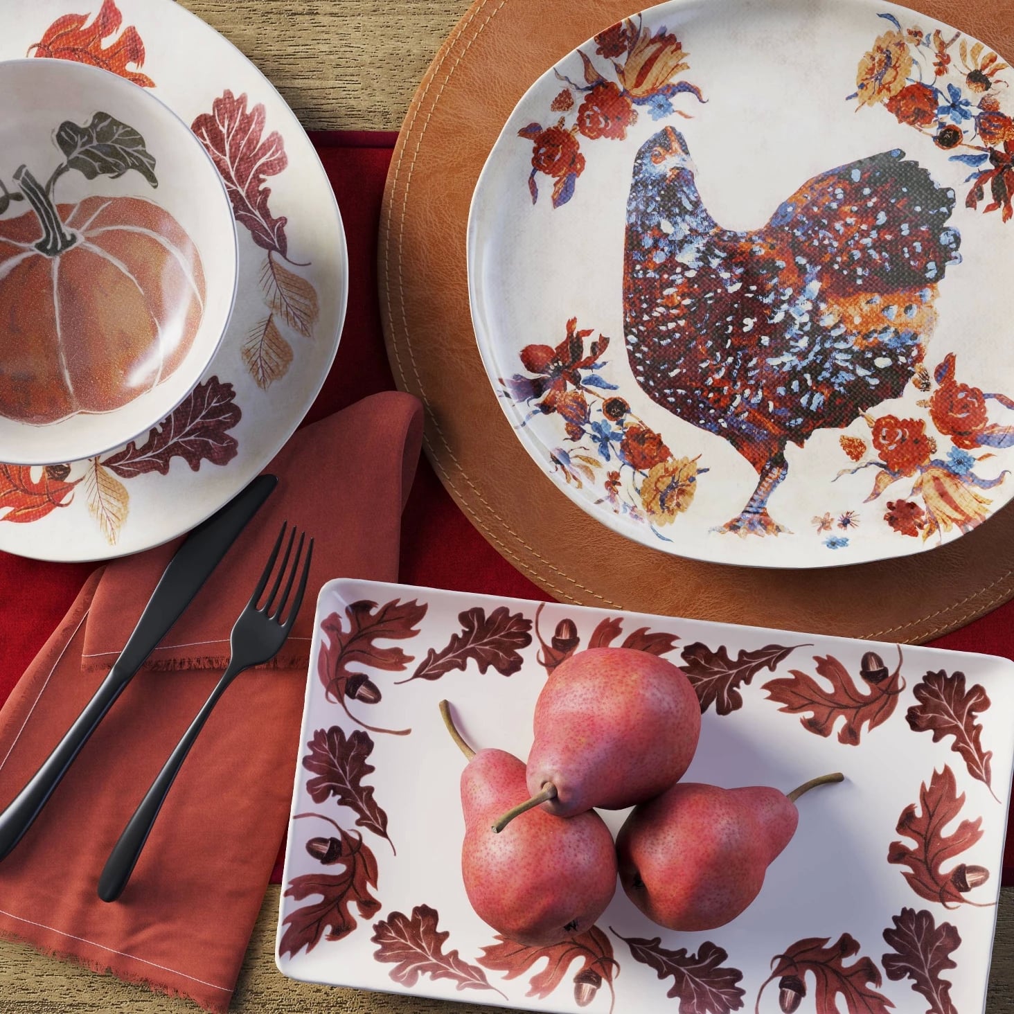 Rooster dinnerware sets sales clearance