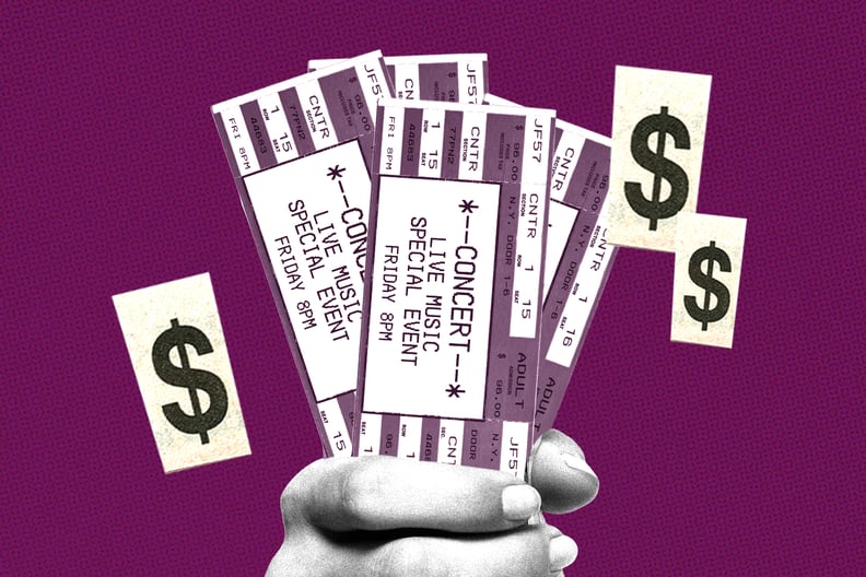 hand holding concert tickets