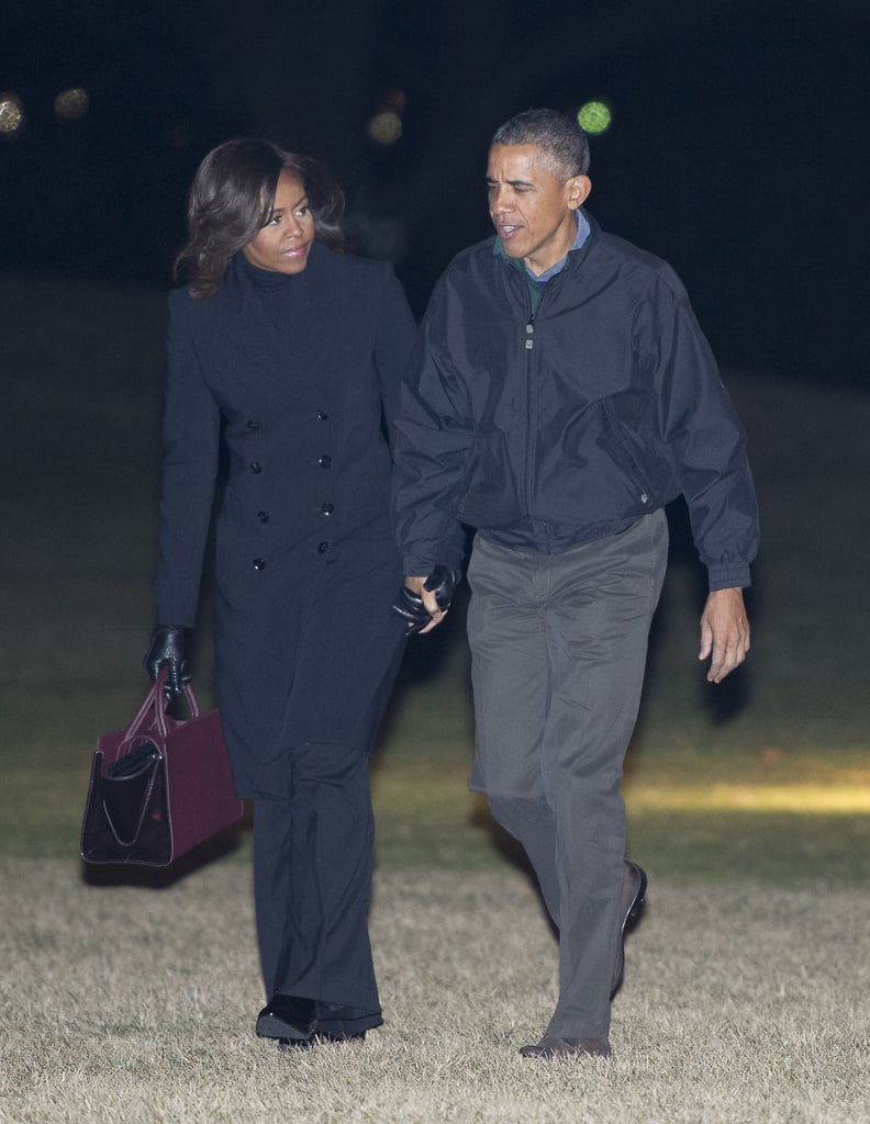 Michelle Looked Sleek as She Returned Home to Washington in All Black