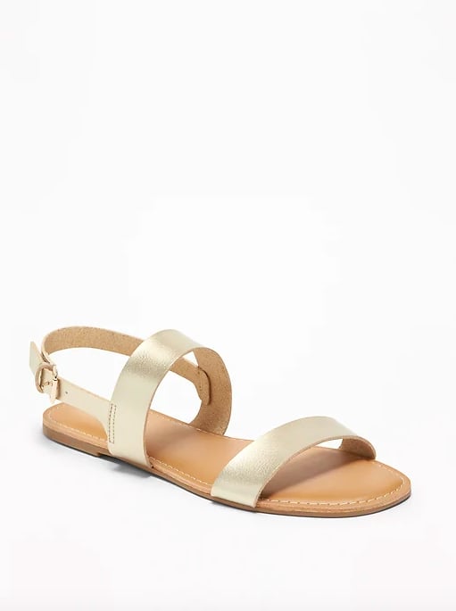 Faux-Leather Double-Strap Slingback Sandals