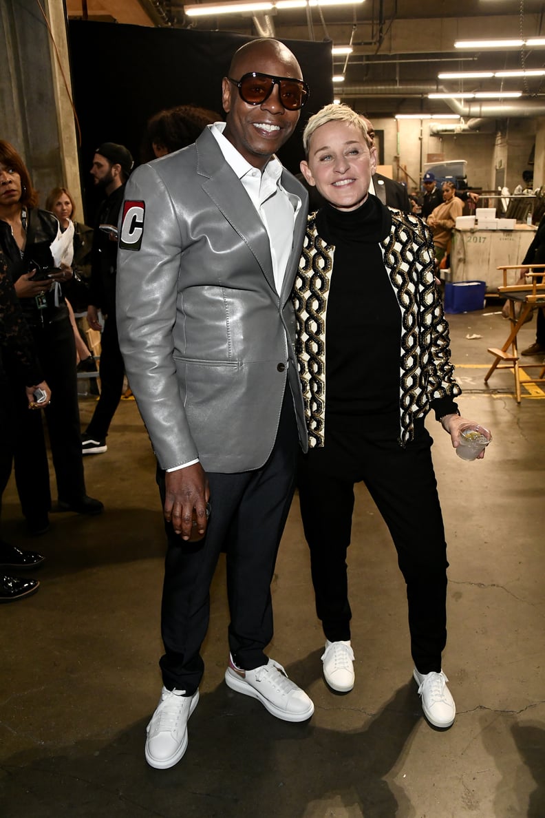 Dave Chappelle and Ellen DeGeneres at the 2020 Grammys