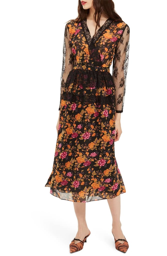 Topshop Floral Midi Dress