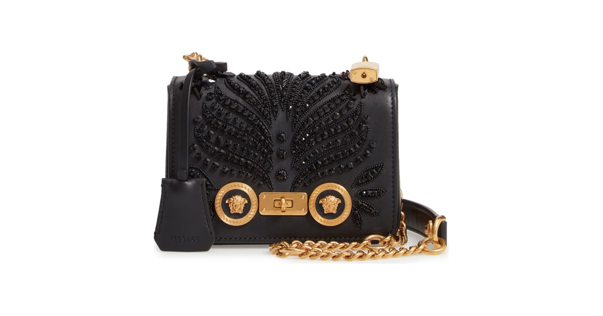 Versace Icon Crystal Embellished Leather Crossbody Bag | New Nordstrom ...