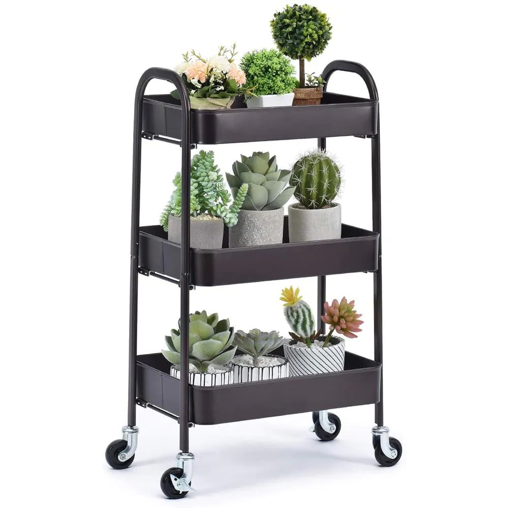 Boyel Living Copper 3-Tier Metal Utility Rolling Cart
