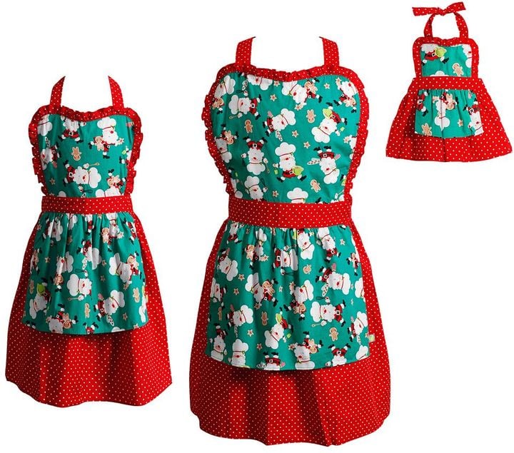 Mommy, Dollie, and Me Santa Apron Set