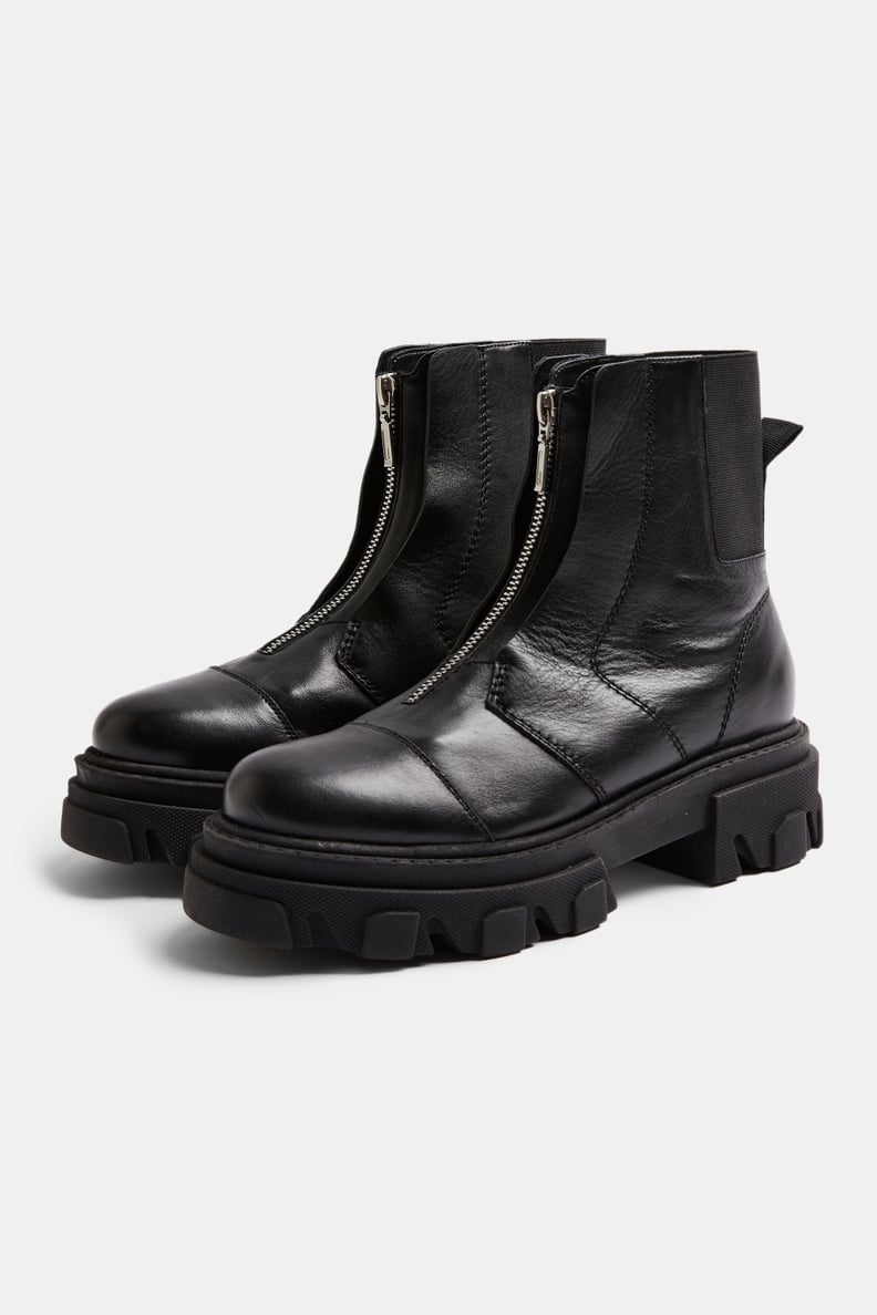 Archie Leather Chunky Zip Boots