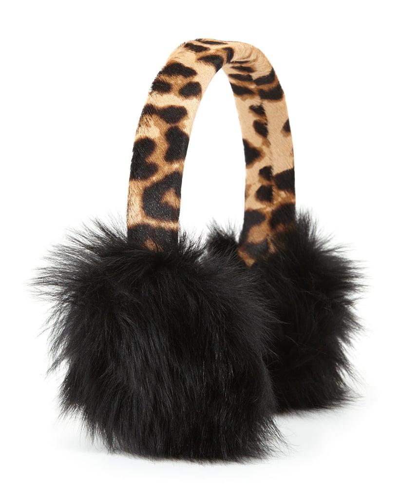 Diane von Furstenberg Leopard-Print Calf Hair and Toscana Shearling Earmuffs ($168)