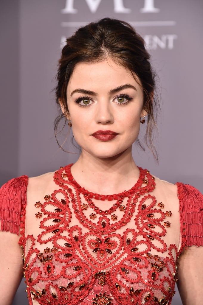 Lucy Hale's Red Jenny Packham Dress at amfAR Gala 2018