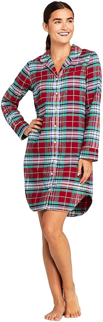 Lands' End Long-Sleeved Print Flannel Nightshirt