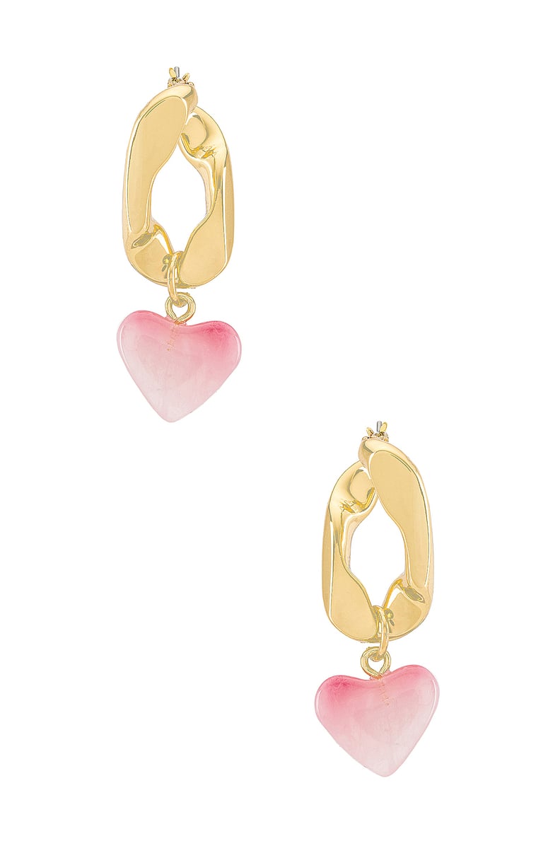BaubleBar Amour Chain Drop Earrings in Rose Quartz