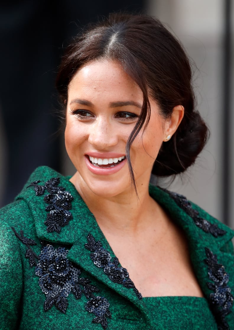 Meghan Markle's Middle-Parted Side Bun, 2019