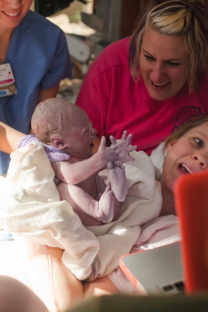 Photos of Military Birth Witnessed Over Skype