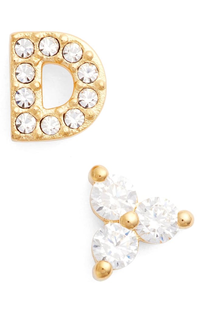 Nadri Initial Mismatched Stud Earrings