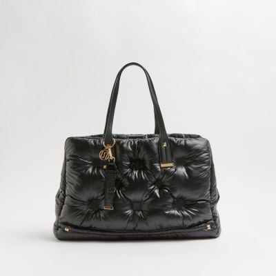 River Island Black Embossed Quilted Shopper Bag