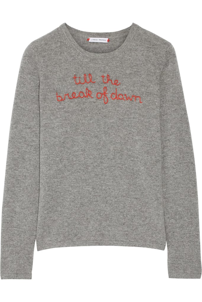 "Net-a-Porter's collaboration with Lingua Franca delivered these adorably clever sweaters ($360) embroidered with '90s hip-hop lyrics. You'll want the whole collection." — HWM