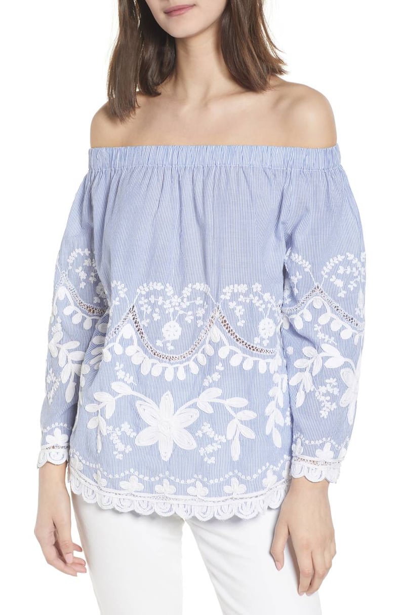 BLANKNYC Embroidered Off-the-Shoulder Top