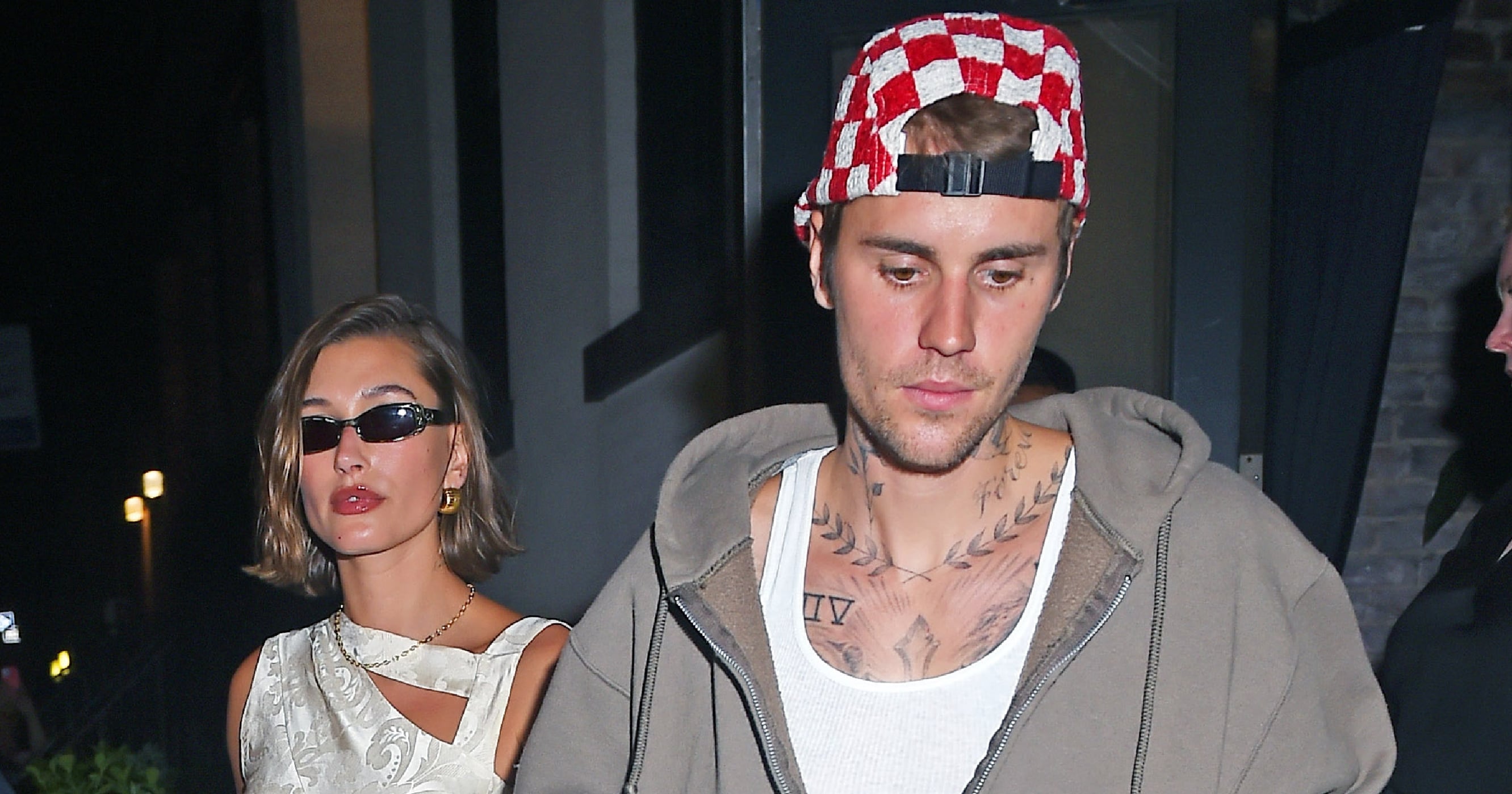 Hailey Bieber Does Date Night in a Floral Cutout Minidress