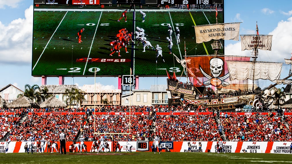 Tampa Bay Buccaneers Stadium Zoom Background | Download Free Super Bowl Zoom Backgrounds