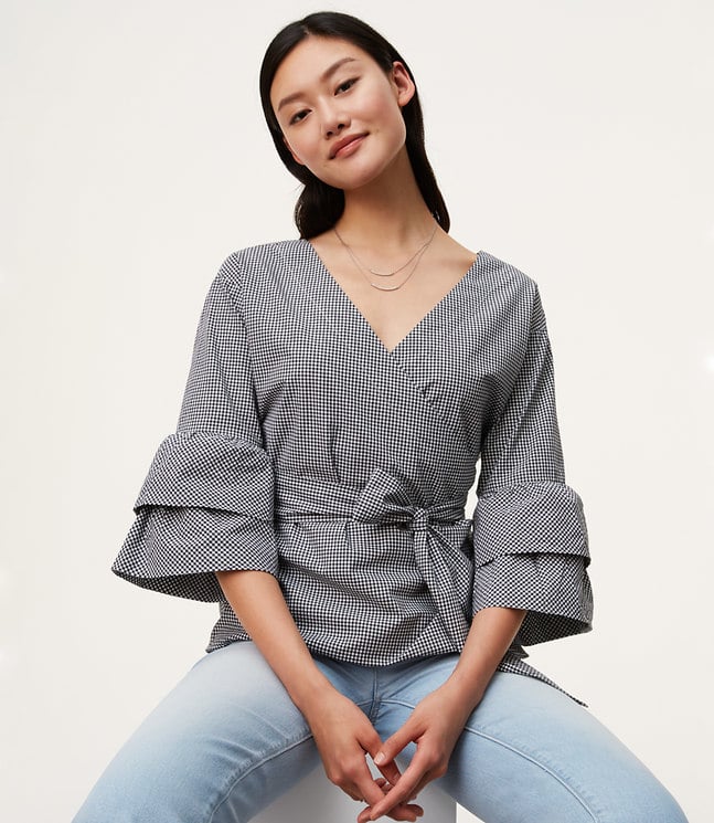 Loft Gingham Wrap Blouse