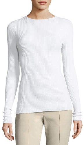 Vince Crewneck Long-Sleeve Ribbed Pullover Sweater