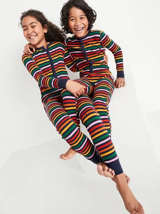 Old Navy Gender-Neutral Matching Snug-Fit Printed Henley Pajama One-Piece For Kids