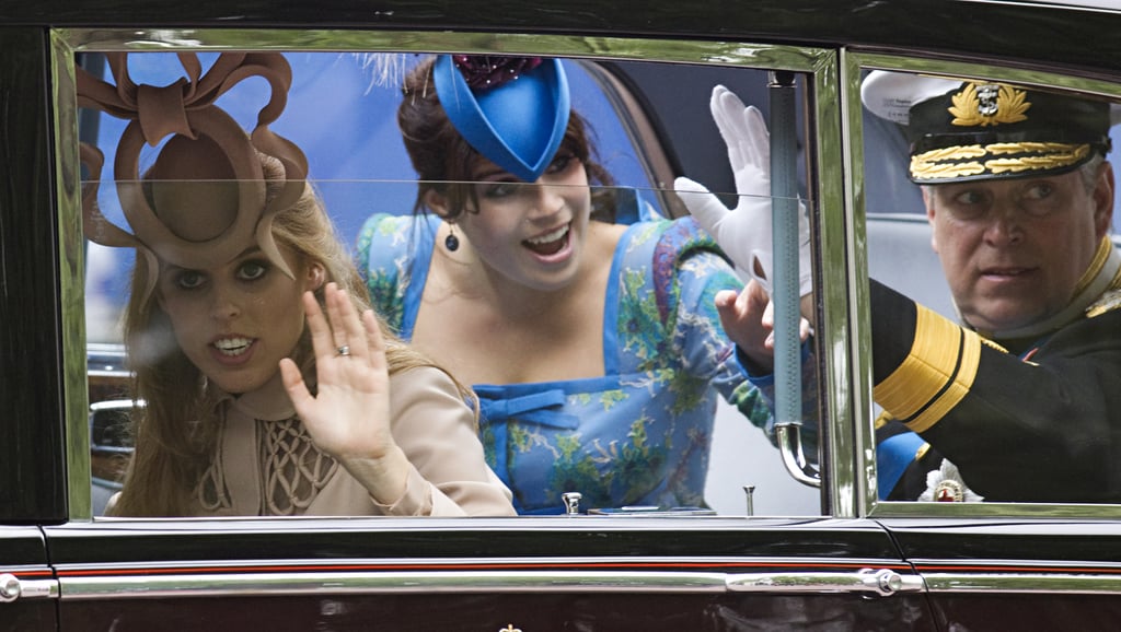 Princess Beatrice, Princess Eugenie, and Prince Andrew at Prince William and Kate Middleton's Wedding in 2011