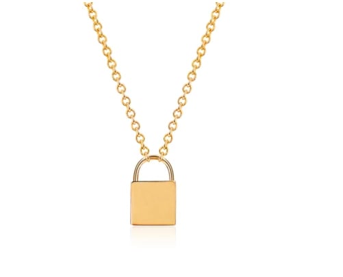 EF Gold Lock Necklace